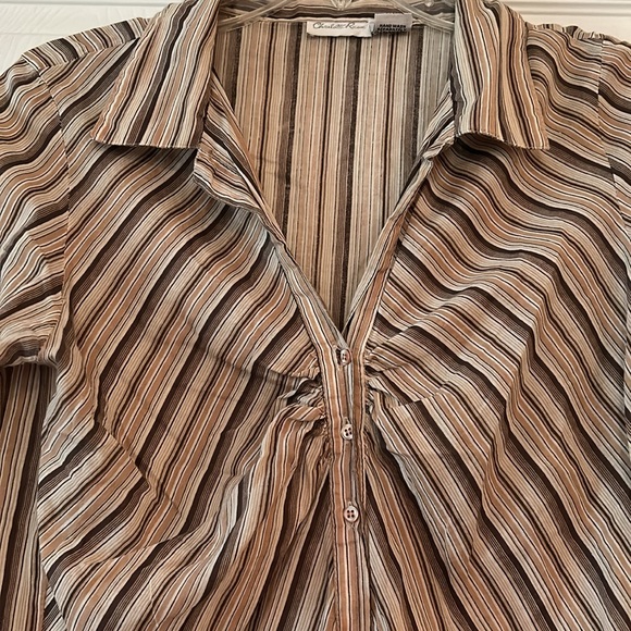 🤎VINTAGE Charlotte Russe 3/4 3 Striped Button Top🤎 - Picture 3 of 10